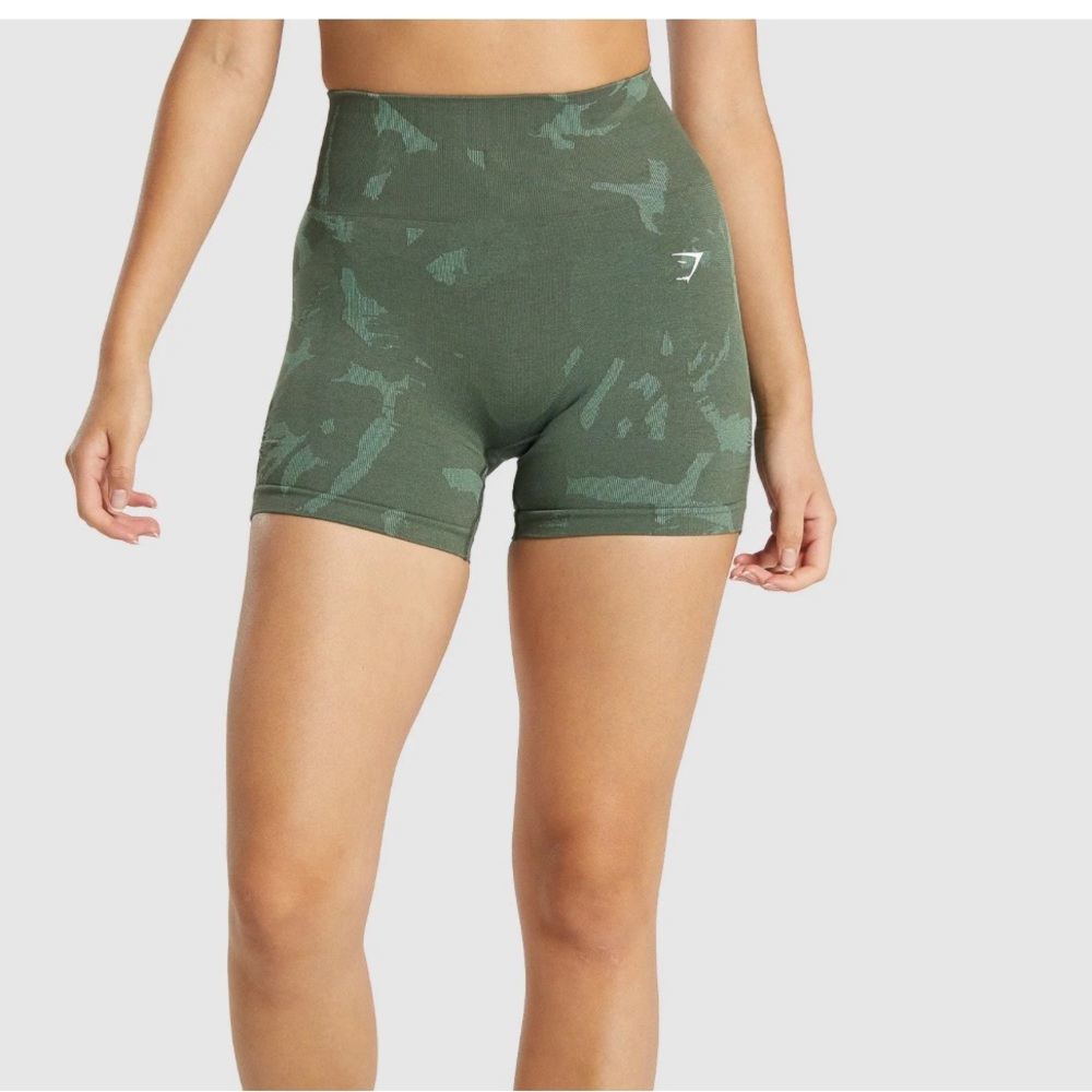 Gymshark Women's Olive Camo Athletic Shorts